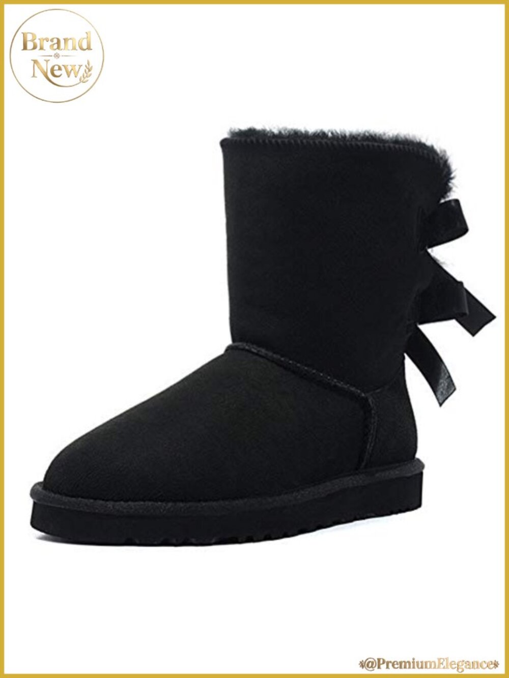 Mid-Calf Snow Boots Cow Suede Faux Fur Lined Memory Foam